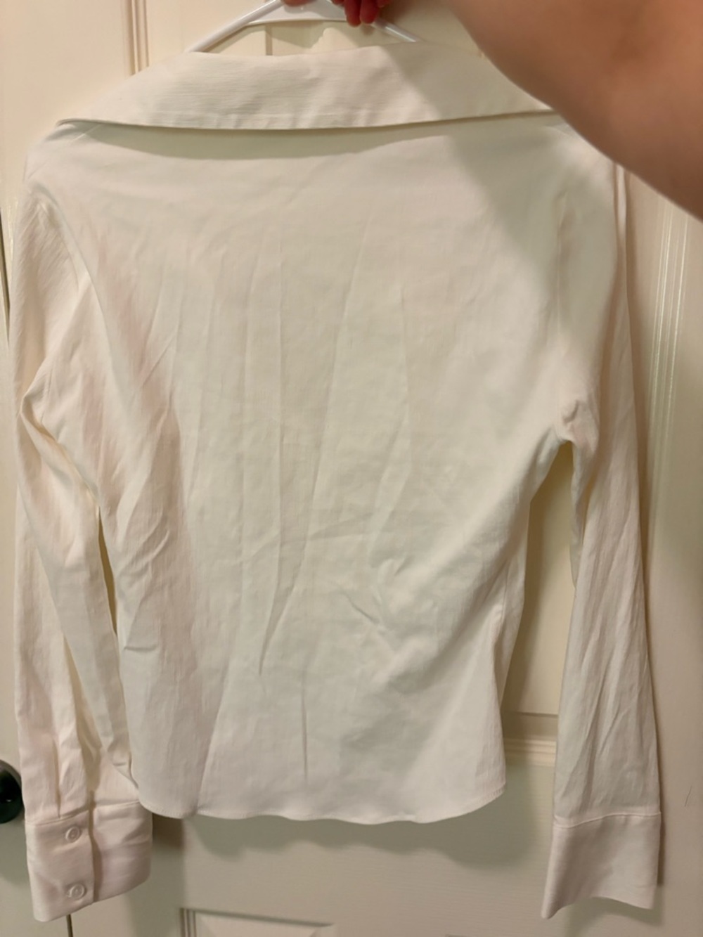 Zara Cream Button-Front Ruched Collared Top - Picture 2 of 2